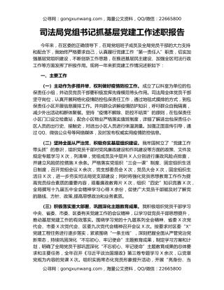 司法局党组书记抓基层党建工作述职报告