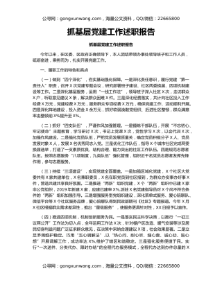 抓基层党建工作述职报告