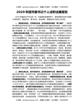2020年团市委书记个人述职述廉报告