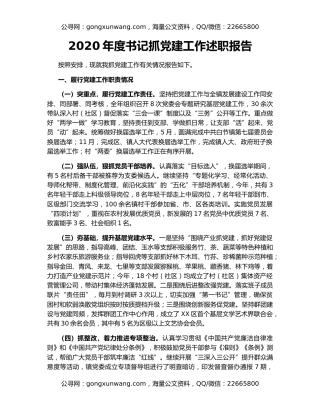 2020年度书记抓党建工作述职报告