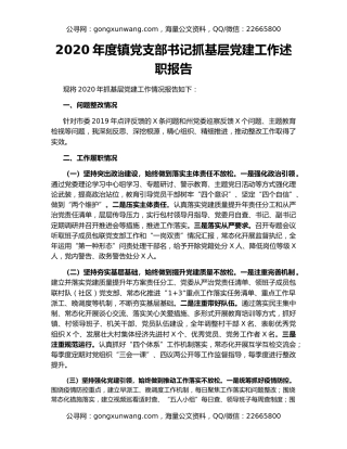 2020年度镇党支部书记抓基层党建工作述职报告