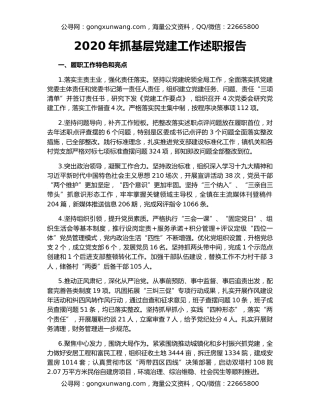 2020年抓基层党建工作述职报告20183