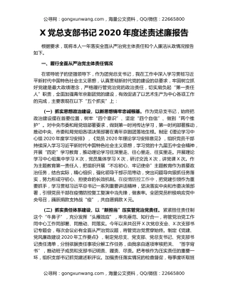 X党总支部书记2020年度述责述廉报告