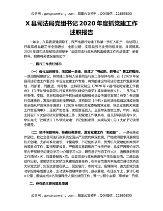 X县司法局党组书记2020年度抓党建工作述职报告
