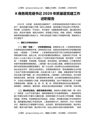 X商务局党组书记2020年抓基层党建工作述职报告