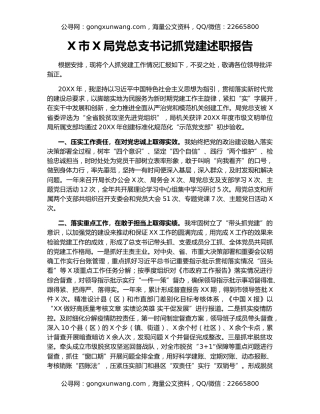 X市X局党总支书记抓党建述职报告