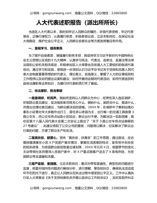 人大代表述职报告（派出所所长）