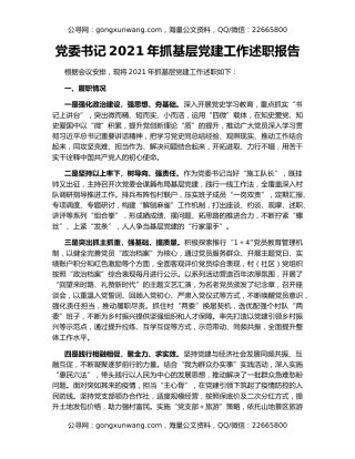 党委书记2021年抓基层党建工作述职报告（3）