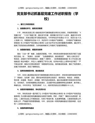 党支部书记抓基层党建工作述职报告（学校）（3）