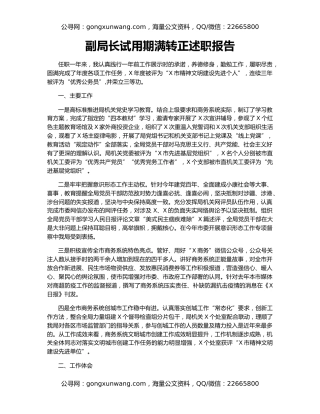 副局长试用期满转正述职报告