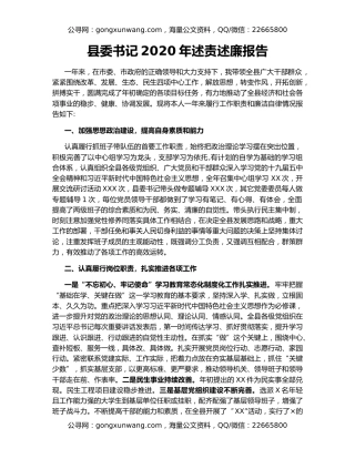 县委书记2020年述责述廉报告