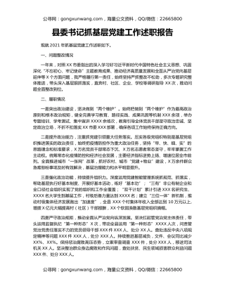 县委书记抓基层党建工作述职报告
