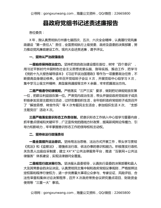 县政府党组书记述责述廉报告