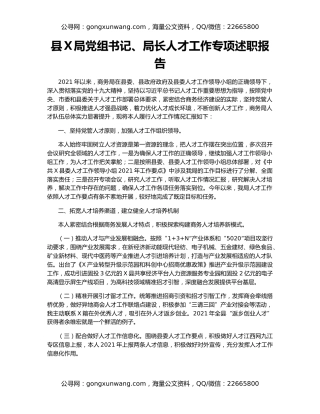 县Ｘ局党组书记、局长人才工作专项述职报告