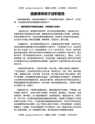 团委领导班子述职报告