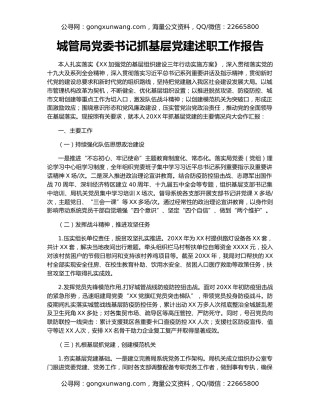 城管局党委书记抓基层党建述职工作报告