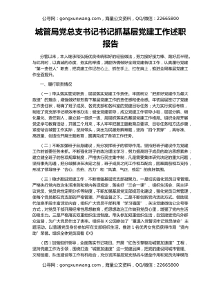 城管局党总支书记书记抓基层党建工作述职报告