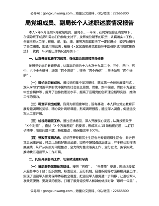 局党组成员、副局长个人述职述廉情况报告