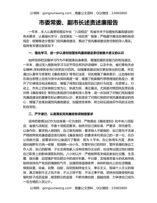 市委常委、副市长述责述廉报告