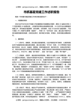 市抓基层党建工作述职报告