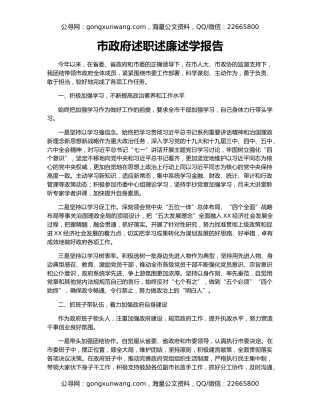市政府述职述廉述学报告