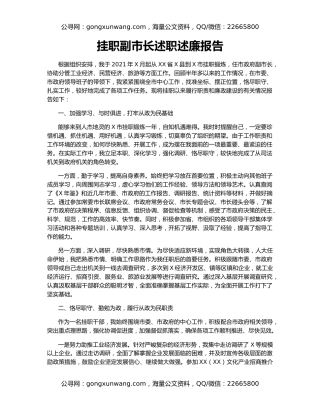 挂职副市长述职述廉报告