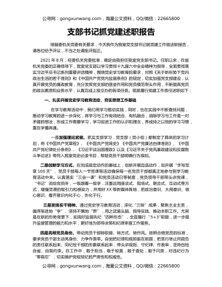 支部书记抓党建述职报告