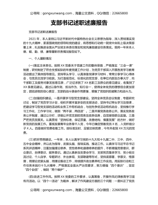 支部书记述职述廉报告