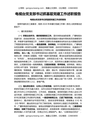 电视台党支部书记抓基层党建工作述职报告