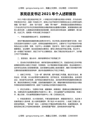 系党总支书记2021年个人述职报告