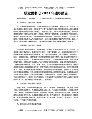 镇党委书记2021年述职报告