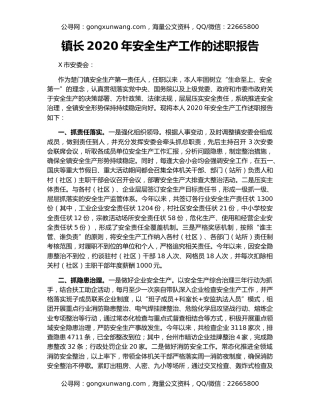 镇长2020年安全生产工作的述职报告