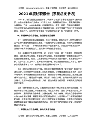 2021年度述职报告（系党总支书记）