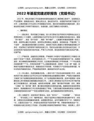 2022年基层党建述职报告（党组书记）