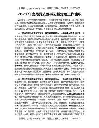 2022年度局党支部书记抓党建工作述职