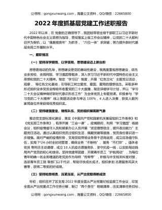 2022年度抓基层党建工作述职报告