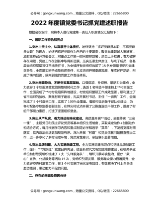 2022年度镇党委书记抓党建述职报告（2）