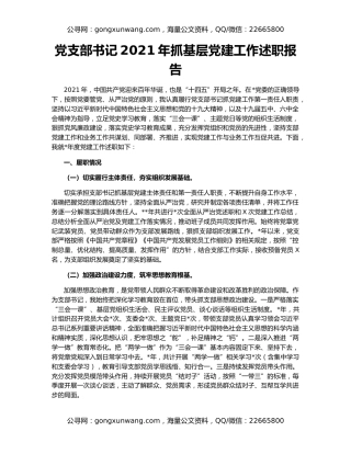 党支部书记2021年抓基层党建工作述职报告