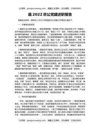 县2022非公党建述职报告