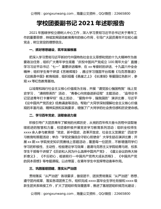 学校团委副书记2021年述职报告