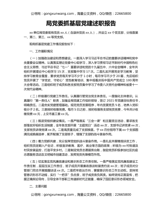 局党委抓基层党建述职报告