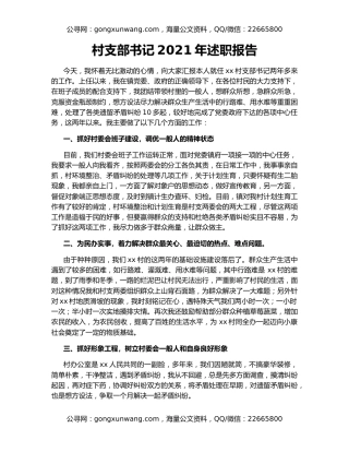 村支部书记2021年述职报告