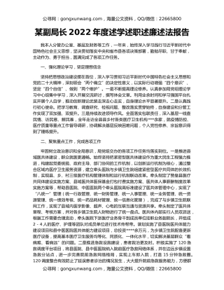 某副局长2022年度述学述职述廉述法报告