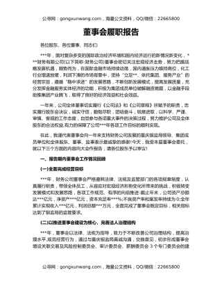 董事会履职报告