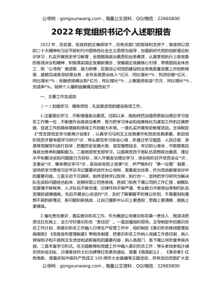 2022年党组织书记个人述职报告