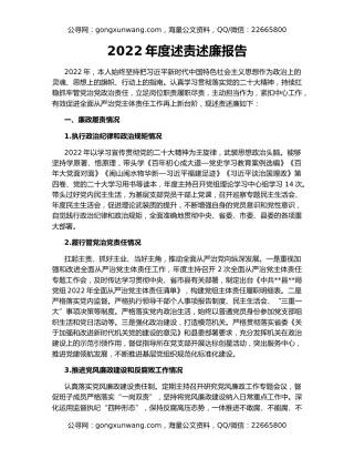 2022年度述责述廉报告