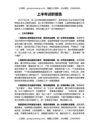 上半年述职报告