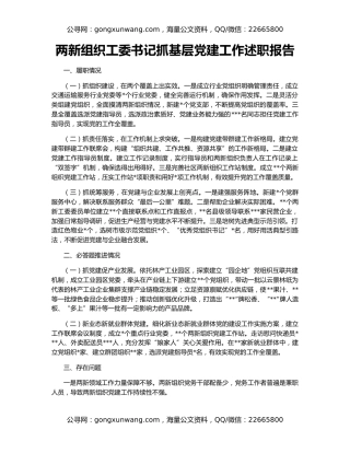 两新组织工委书记抓基层党建工作述职报告