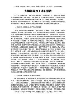 乡镇领导班子述职报告