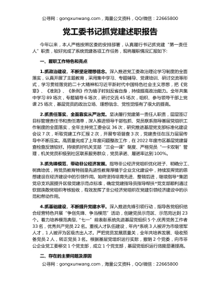 党工委书记抓党建述职报告